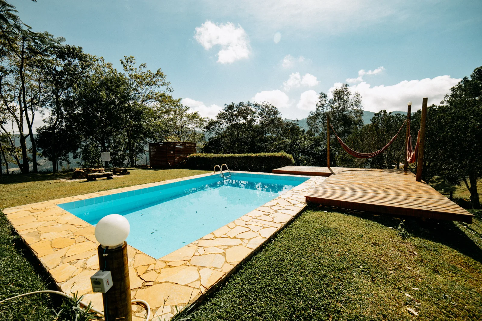 Clear residential pool and deck in Florida